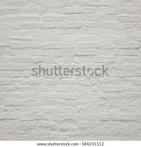 Abstract Rectangular White Texture. White Washed Old Brick Wall With Stained And Shabby Uneven Plaster. Painted White Grey Brickwall Background. Home House Room Interior Design. Square Wallpaper
