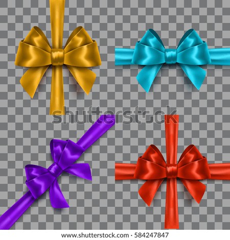 Set of ribbon bows on transparent background. Eps10 layered vector.