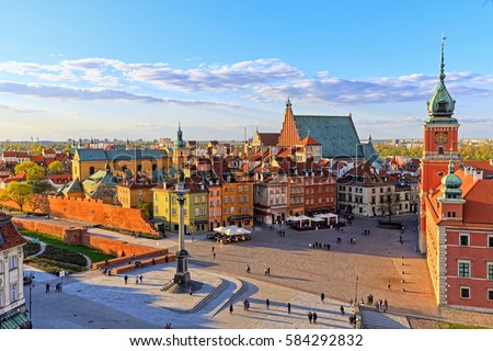 Top view of the old city in Warsaw. HDR - high dynamic range Royalty-Free Stock Photo #584292832