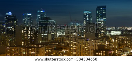 Night cityscape of downtown Toronto, Ontario, Canada. 
