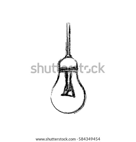 contour bulb hanging icon image, vector illustration design stock