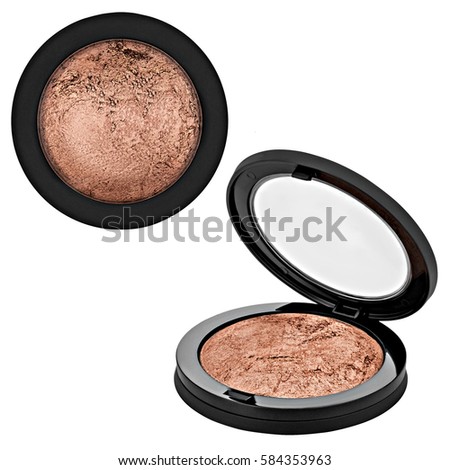 brown bronzer, powder, isolated on white background