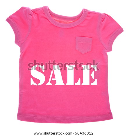 Pink Tee Shirt with Sale Message Isolated on White with a Clipping Path.