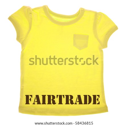 Yellow Tee Shirt with Fairtrade Message Isolated on White with a Clipping Path.