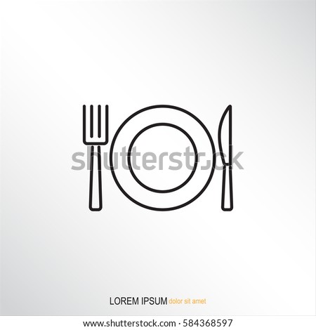 Line icon- plate, knife and fork Royalty-Free Stock Photo #584368597