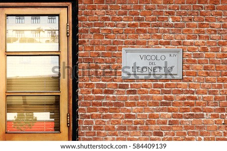 Vicolo del Leonetto street sign. One of the most famous street in Rome, Italy.