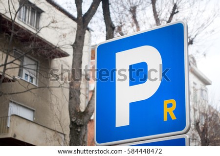 Traffic sign indicating parking place, Novi Sad, Serbia
