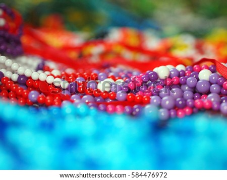 Colorful Bead Necklace, Selective Focus