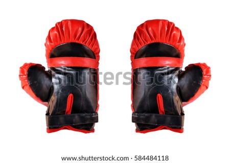 Boxing gloves competition business concept battle cooperation on white background.
