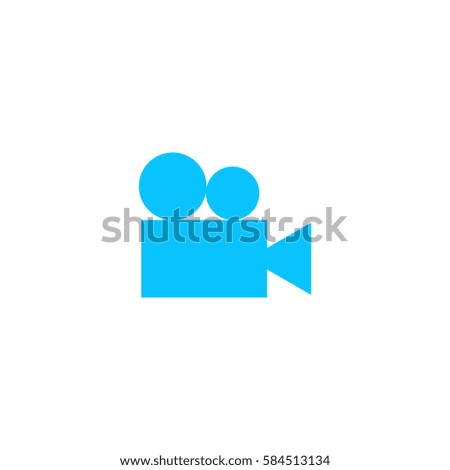 Retro cinema icon flat. Simple blue pictogram on white background. Illustration symbol