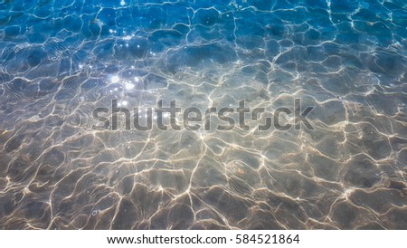 blue water wave with shining white twinkling from the sun background
