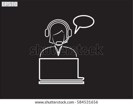 woman operator, headphones, icon, vector illustration eps10