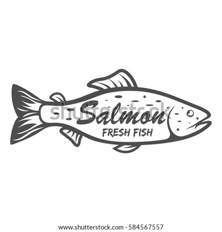 Salmon icon . Saltwater fish isolated on white background. Vector illustration, clip art