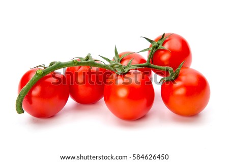 Cherry tomatoes isolated over white background Royalty-Free Stock Photo #584626450