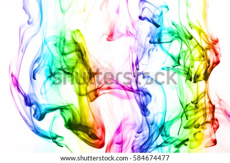 Colorful rainbow ink isolated on white background.