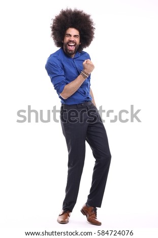 Full body picture of a afro man