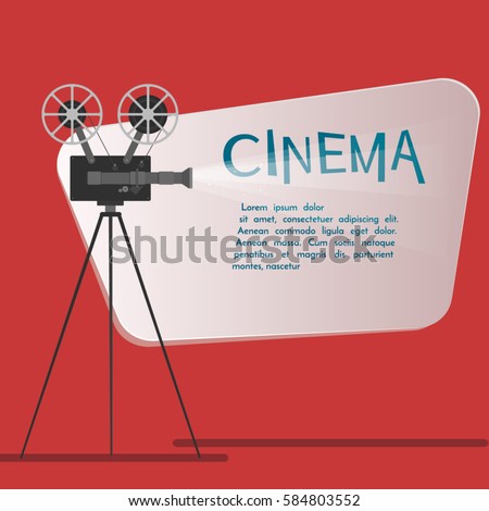 Cinema background or banner. Movie flyer or ticket template. Vector illustration.