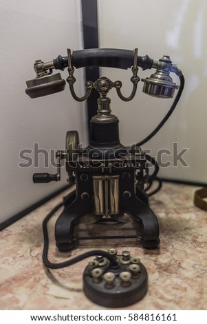 Ericsson desk phone from the year 1900 from sweden origin Royalty-Free Stock Photo #584816161
