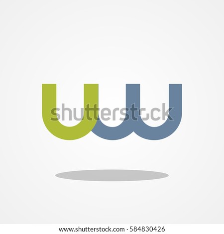 Initial letter UW lowercase logo design template green moss soft gray