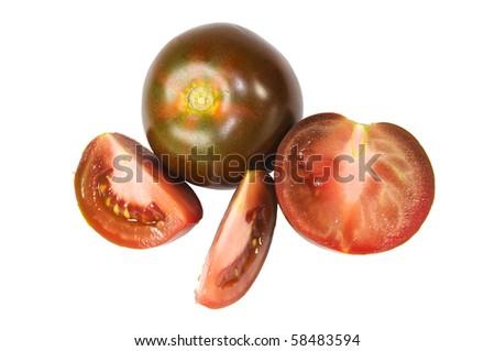 fresh black tomato isolated on white