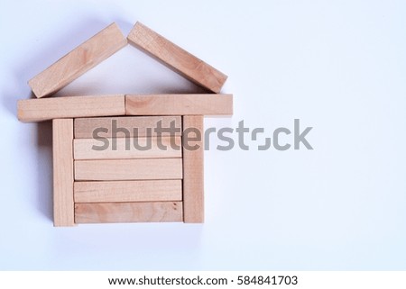the wood blocks home shape in closeup for backgrounds