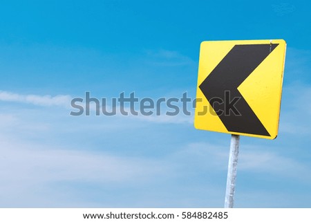 Signal turn right on blue sky  background