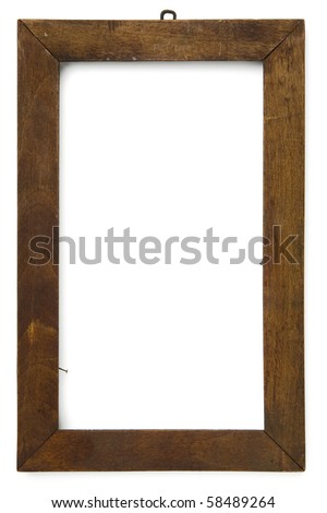 an old wooden frame on white with clipping path