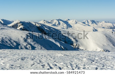 Winter in the Western Tatras in a beautiful sunny day.