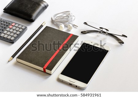 Smartphone mock up for presentation on modern office white desk 