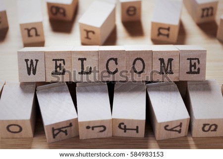 Welcome Word In Wooden Cube