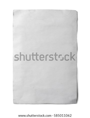 isolated old white paper with clipping path