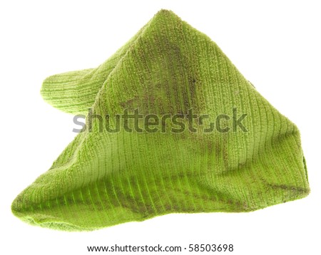 Dirty Microfiber Cleaning Cloth Isolated on White. Royalty-Free Stock Photo #58503698