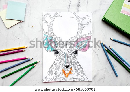 coloring picture for adults on stone background top view