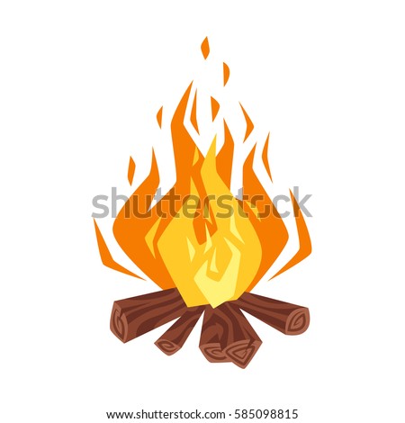 Vector cartoon style illustration of bonfire. Icon for web. Isolated on white background. Royalty-Free Stock Photo #585098815