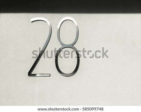 Aluminum/Stainless Steel Numbers with shadow - 28 - shiny element