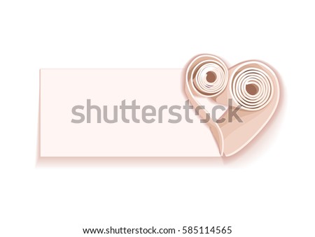 Two yoga mats stacked in the shape of heart. Beige and white colors. Vector illustration background