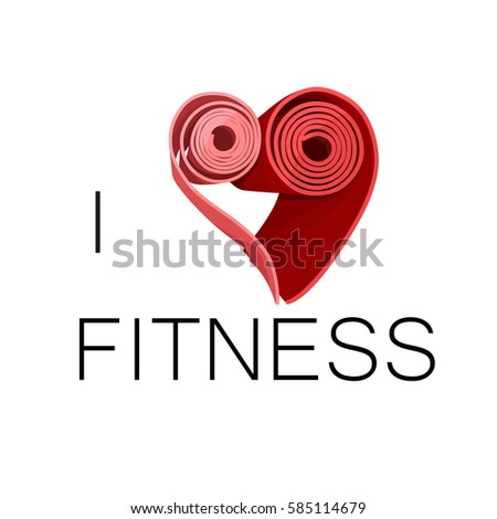 Two yoga mats stacked in the shape of heart. Pink and red colors. Vector illustration