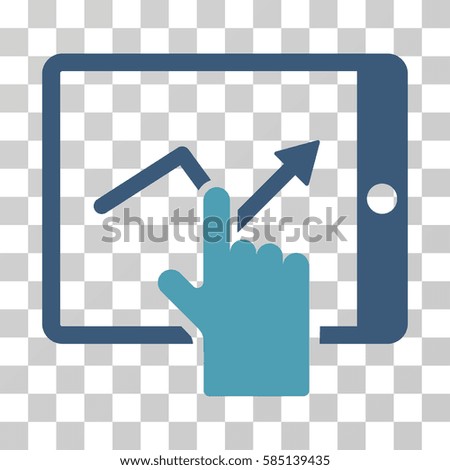 Tap Trend On PDA icon. Vector illustration style is flat iconic bicolor symbol, cyan and blue colors, transparent background. Designed for web and software interfaces.