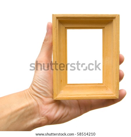 Wooden framework in a hand on a white background