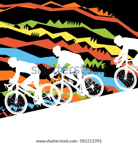 Sport road bike riders bicycle silhouette in abstract mosaic background illustration vector