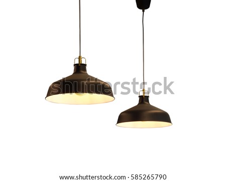 Black decorative lamp hanging from the ceiling.modern lamp isolated on white background Royalty-Free Stock Photo #585265790