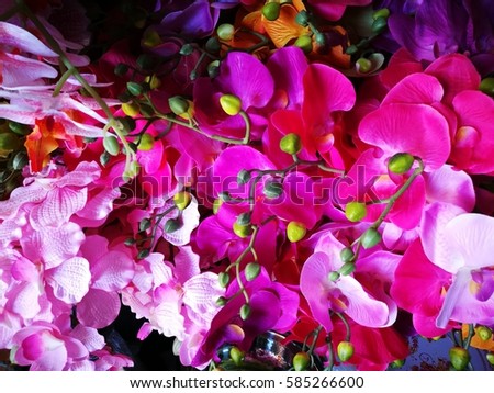 Colorful Bouquets Artificial Flowers background.