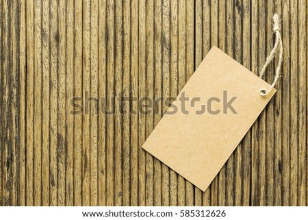 paper label on wooden background