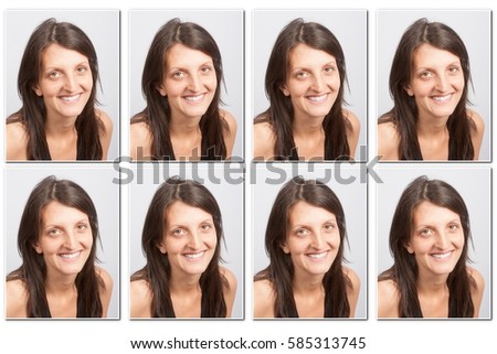 Photos of a beautiful woman smiling for an identity card
