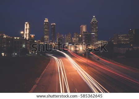Modern city night skyline, Atlanta, Georgia, USA