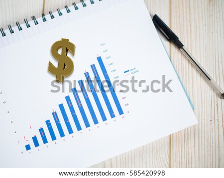 bar graph on the table with dollar block sign