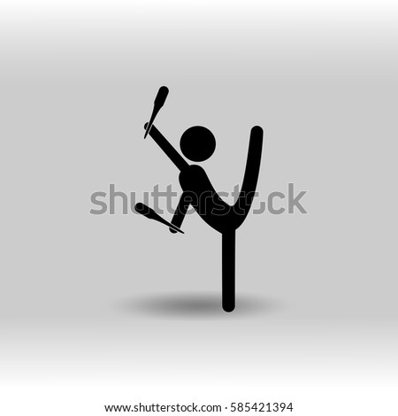 eps 10 vector Rhythmic Gymnastics Juggling club sport icon. Summer sport activity pictogram for web, print. Black athlete sign isolated on gray. Hand drawn competition symbol. Graphic design clip art