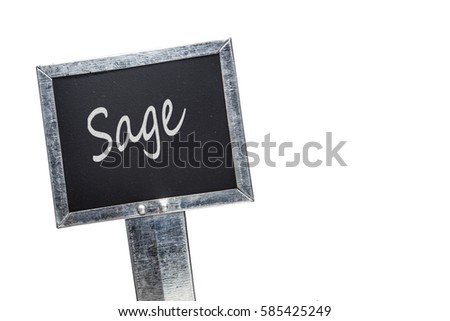 Blackboard plant label for sage