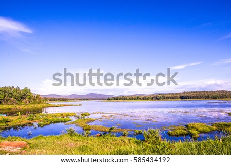 Landscape View of Mae Puem Reservoir, Thailand.