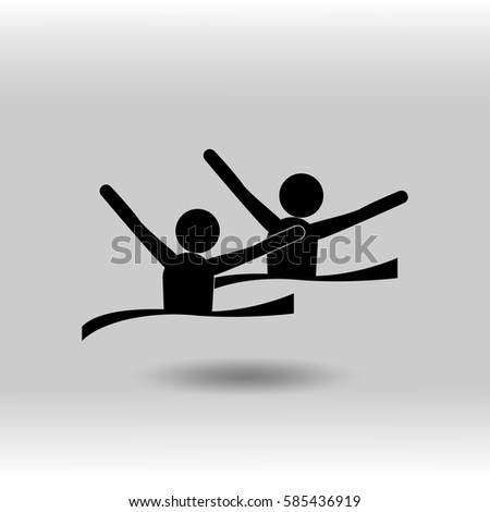 eps 10 vector Synchronized Swimming sport icon. Summer sport activity pictogram for web, print, mobile. Black athlete sign isolated on gray. Hand drawn competition symbol. Graphic design clip art